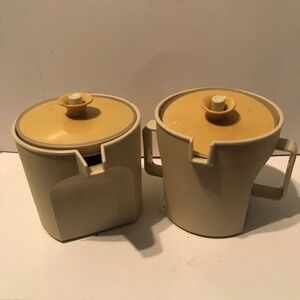 Vintage 1970’s Tupperware Cream & Sugar Set - beige coloured creamer and sugar.